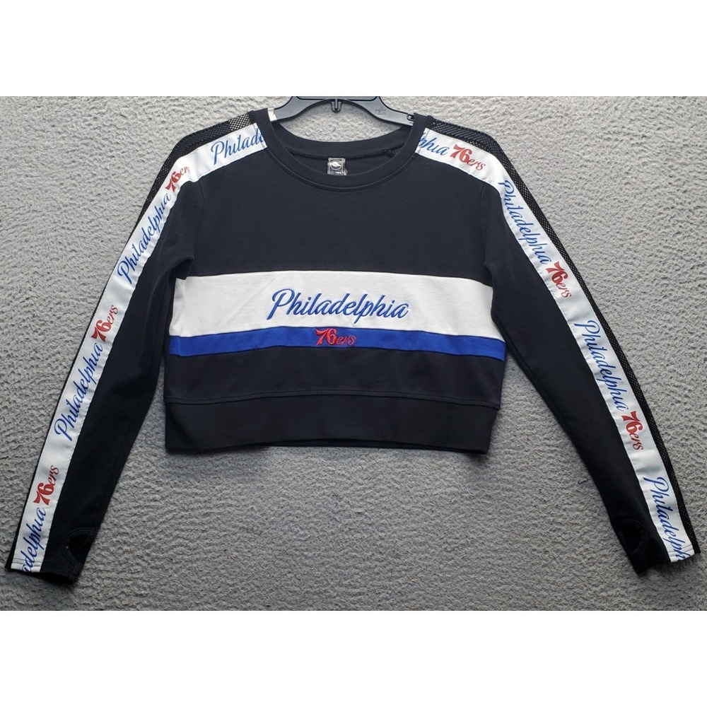 NBA Philadelphia 76ers FISLL Cropped Sweatshirt Basketball Sports Women XL Black